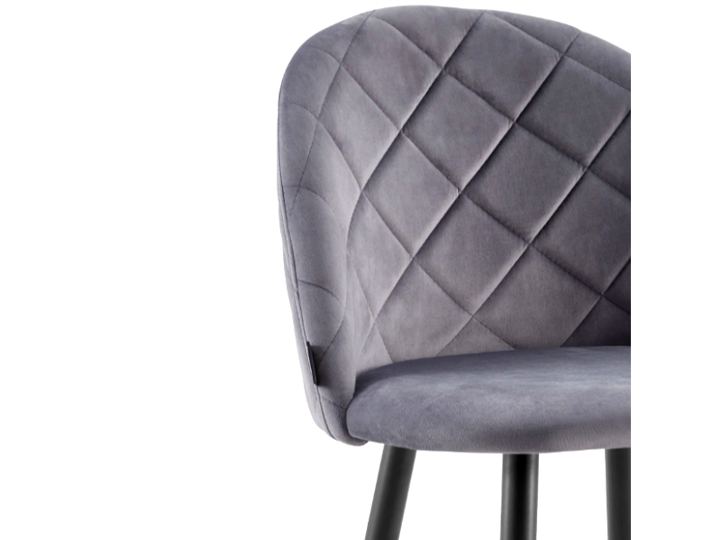 Krzesło tapicerowane welurowe komplet 4 szt ciemno szare glamour