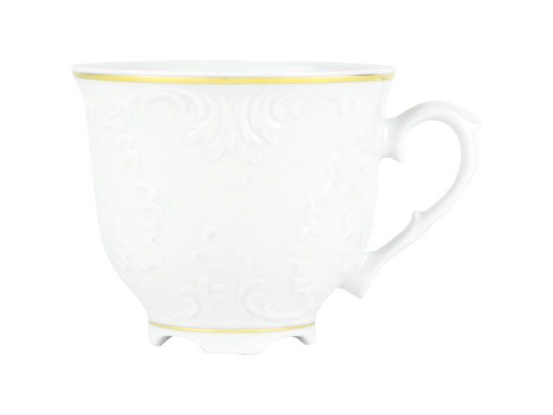 Filiżanka porcelanowa ze spodkiem 250ml złoty pasek Rococo