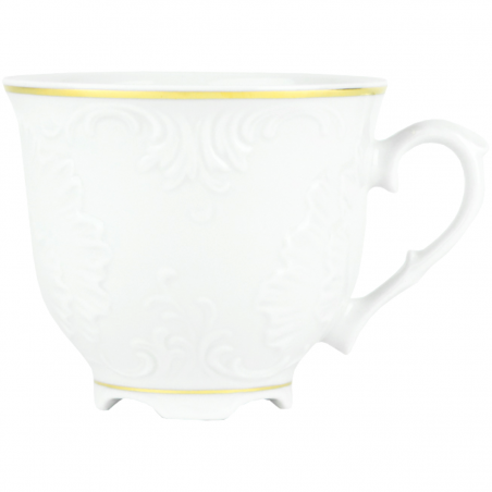 Filiżanka porcelanowa ze spodkiem 250ml złoty pasek Rococo